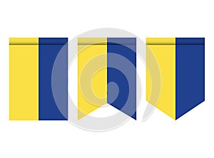 Ukraine flag or pennant isolated on white background. Pennant flag icon