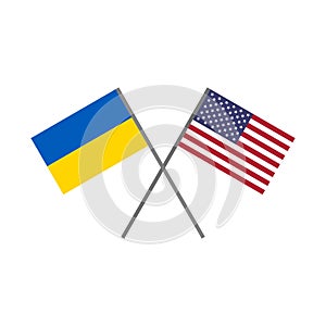 Ukraine flag and the U.S.A. flag crossing each others - PNG