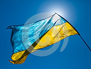 Ukraine flag waving on the wind