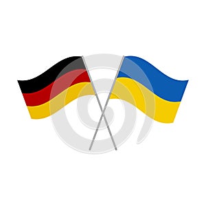 Ukraine and Germany crossed flags isolated on white background. Vector illustration