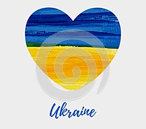 Ukraine grunge flag in heart shape