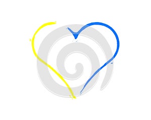 Ukraine - Hand painted heart blue and yellow