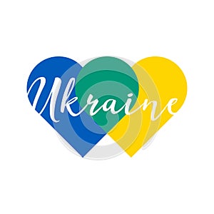 Ukraine hearts in Ukrainian flag colors with text