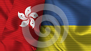 Ukraine and Hong Kong Realistic Flag Ã¢â¬â Fabric Texture Illustration