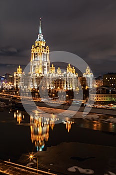 Ukraine hotel Radisson Royal Hotel in night Illumination