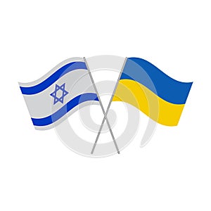 Ukraine and Israel flags isolated on white background. Vector illustration