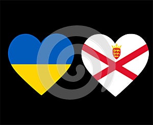 Ukraine And Jersey Flags National Europe Emblem Heart Icons Vector