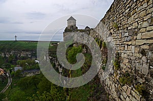 Ukraine, Kamyanets-Podilsky fortress in the rain on May 2, 2015