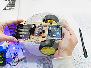 Robotics creation with arduino uno microcontroller