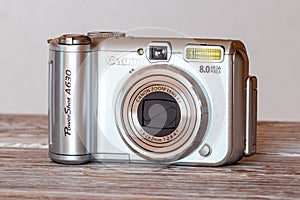 Ukraine, Khmelnytsky, July 2020. Old camera canon Power Shot A630