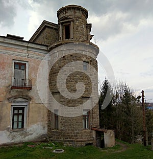 Ukraine, Khmilnyk, Palace of Count Ksido, the right tower of the palace photo