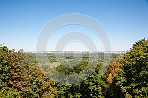 Ukraine, Kiev city, view of the Dnieper river and the left bank.