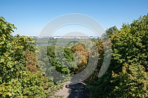 Ukraine, Kiev city, view of the Dnieper river and the left bank.