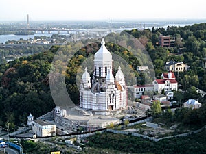 Ukraine, Kiev - September 17, 2017: Unfinished building of the Temple of Peace, Love and Unity of Christians close-up