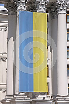 Ukraine. Kiev. Ukrainian Flag at building of Ministry of Foreign Affairs