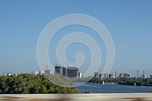 Ukraine, Kyiv - 14 September 2020: View from Soutch Bridge to Left Coast