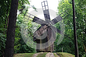 Ukraine, Lviv. Old wooden windmill.