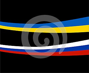 Ukraine And Russia Ribbon Flags Emblem National Europe