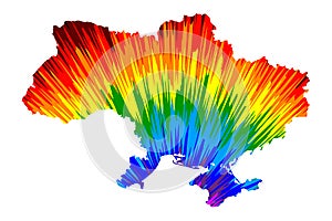 Ukraine - map is designed rainbow abstract colorful pattern