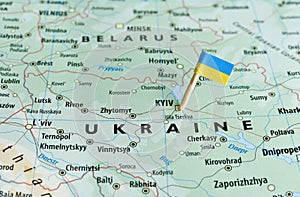 Ukraine map flag pin