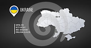 Ukraine map with general information. infographics with editable separated layers, zones, elements and district area. Vector