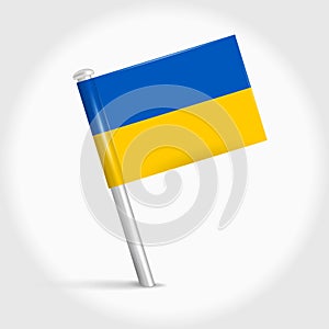 Ukraine map pin flag. 3D realistic vector illustration