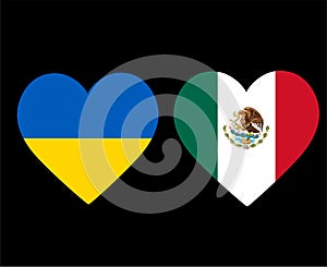 Ukraine And Mexico Flags National Europe And North America Emblem Heart Icons