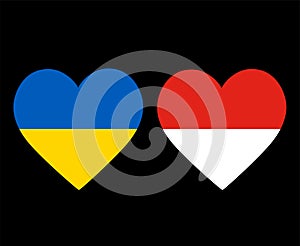 Ukraine And Monaco Flags National Europe Emblem Heart Icons Vector