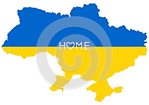 Ukraine is my home. Ukraine map with heart icon. Abstract patriotic ukrainian flag with love symbol.