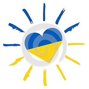 Ukraine national colors Heart sun