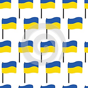 Ukraine national flag seamless vector background. Hand drawn Ukrainian flag colors blue yellow. Repeating pattern. Patriotic