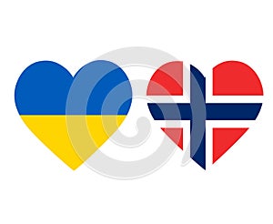 Ukraine And Norway Flags National Europe Emblem Heart Icons Vector