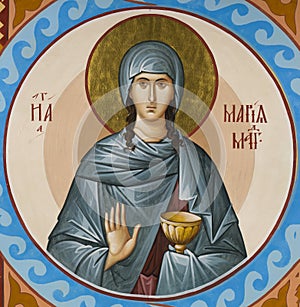 UKRAINE, ODESSA REGION, VILLAGE PETRODOLINSKOE Ã¢â¬â SEPTEMBER, 15, 2015: Orthodox icon Holy Equal to the Apostles Mary Magdalene