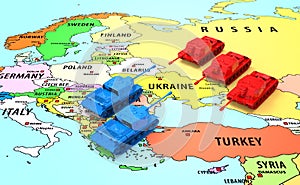 Ukraine, Russia war conflict concept, 3d rendering