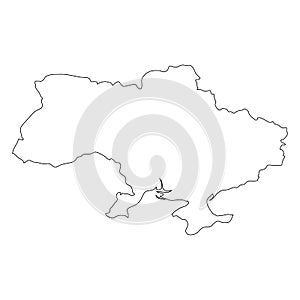 Ukraine - solid black outline border map of country area. Simple flat vector illustration