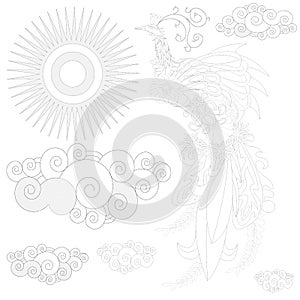 Ukraine style bird coloring book for adults vector illustration. Anti-stress coloring for adult