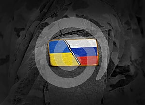 Ukraine vs Russia. Ukrainian Russian conflict. Flag of Ukraine a