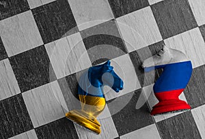 Ukraine vs Russia, war concept with Chess