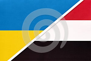 Ukraine and Yemen, symbol of country. Ukrainian vs Yemeni national flags
