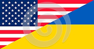 Ukrainegate illustration. Flags of United States and Ukraine. Political scandal