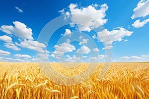 Ukraines national symbol. vibrant blue sky contrasted with fields of golden wheat