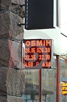 Ukrainian bank currency exchange led display board for dollar euro and rouble