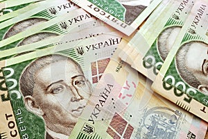 Ukrainian banknotes hryvnia UAH. Ukraine national financies.
