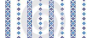 Ukrainian blue vertical stipes fashion pattern. Modern ukrainian folk, ethnic pattern for cloth, fabric, textile design