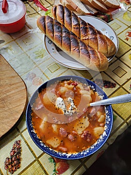 Ukrainian borsch... With sourcream.