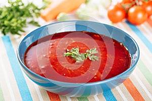 Ukrainian Borscht Bowl with Parsley Dinner Closeup