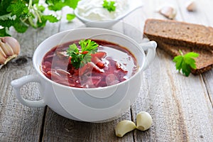 Ukrainian cabbage and beetroot soup - borshch