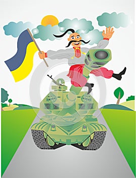 Ukrainian Cossack on the tank