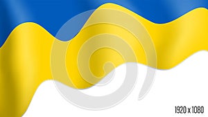 Ukrainian country flag realistic independence day background. Ukraine commonwealth banner in motion waving, fluttering in wind.
