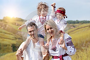 Ukrainian family at the  outdoor